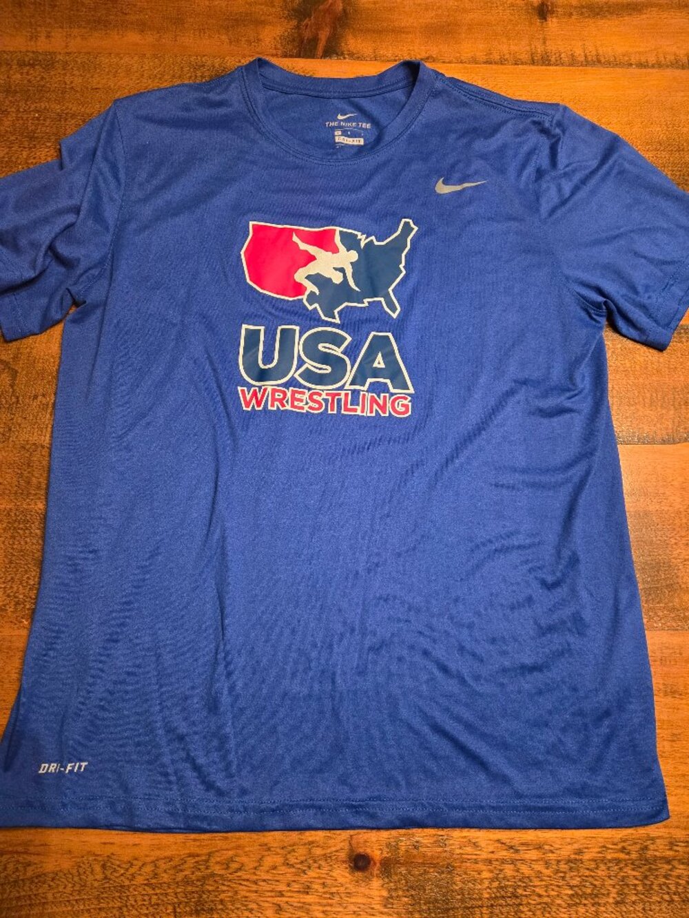 Mens Nike, USA Wrestling tee shirt, sz L, royal blue